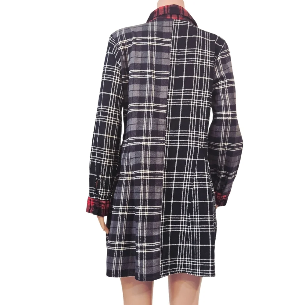 Tulip Janet Plaid Blue 100% Cotton Shirt/Dress Size M - Picture 8 of 12